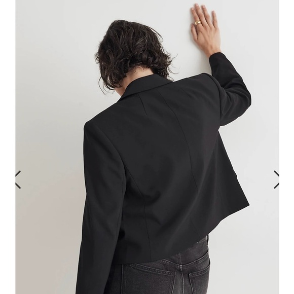 NWT Madewell Cropped Tuxedo Blazer Black SZ 8 - Picture 3 of 10